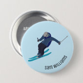 Badge Rond 7,6 Cm Ski (Devant & derrière)