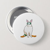 Badge Rond 7,6 Cm Ski Bunny Skier (Devant & derrière)