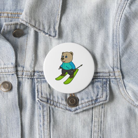 Badge Rond 7,6 Cm Ski de Bear (En situation)