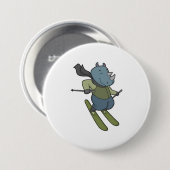 Badge Rond 7,6 Cm Ski de Rhino (Devant & derrière)