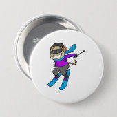 Badge Rond 7,6 Cm Ski Monkey (Devant & derrière)