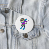 Badge Rond 7,6 Cm Ski Monkey (En situation)