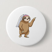 Badge Rond 7,6 Cm Sloth as Bride with Veil (Devant)