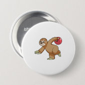 Badge Rond 7,6 Cm Sloth at Bowling avec Bowling ball (Devant & derrière)
