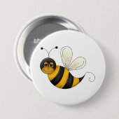 Badge Rond 7,6 Cm Smiling Bee Fun Bumblebee Character (Devant & derrière)