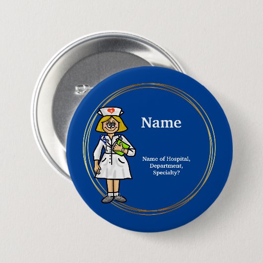 Badge Rond 7,6 Cm Smiling Nurse Button to Customize (Devant & derrière)