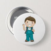 Badge Rond 7,6 Cm Smiling School Boy avec sac à dos (Devant & derrière)
