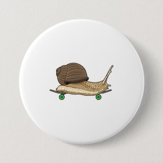 Badge Rond 7,6 Cm Snail as Skateboard avec Skateboard (Devant)