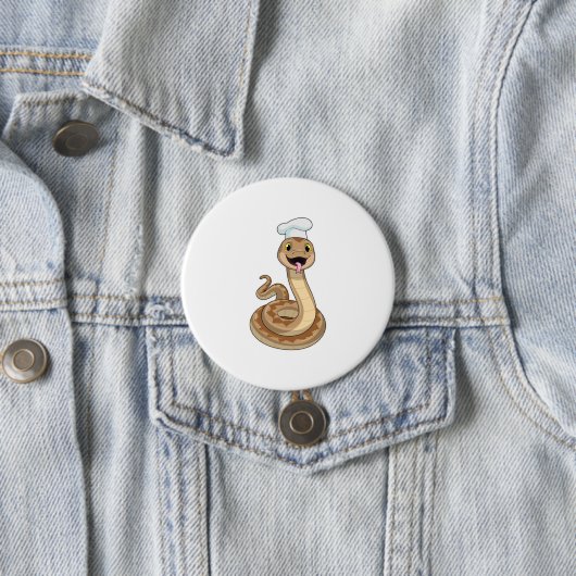 Badge Rond 7,6 Cm Snake as Cook avec Chef casquette (En situation)