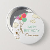 Badge Rond 7,6 Cm Snoopy et Ballons Anniversaire (Devant & derrière)
