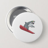 Badge Rond 7,6 Cm Snowboard requin (Devant & derrière)