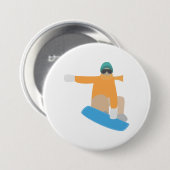 Badge Rond 7,6 Cm Snowboarder (Devant & derrière)