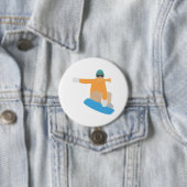 Badge Rond 7,6 Cm Snowboardeur (En situation)