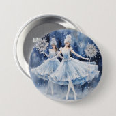 Badge Rond 7,6 Cm Snowflakes from The Nutcracker Ballet (Devant & derrière)