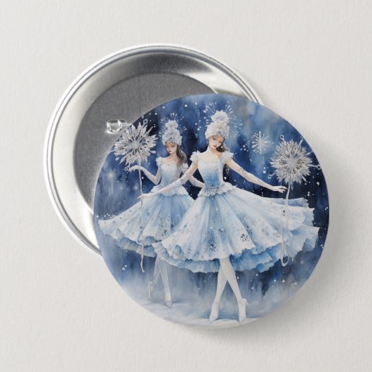 Badge Rond 7,6 Cm Snowflakes from The Nutcracker Ballet (Devant & derrière)