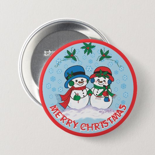 Badge Rond 7,6 Cm Snowman (Devant & derrière)