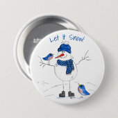 Badge Rond 7,6 Cm Snowman à longue jambe (Devant & derrière)