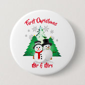Badge Rond 7,6 Cm Snowman Premier Noël M / Mme Holiday (Devant)