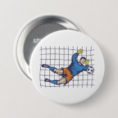 Badge Rond 7,6 Cm Soccer Goalkeeper Diving Save (Devant & derrière)