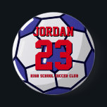 Badge Rond 7,6 Cm Soccer Joueur Numéro École Équipe sportive<br><div class="desc">Une épingle parfaite pour les amateurs de sport,  athlètes,  joueurs,  entraîneur ou capitaine de l'équipe de football. Vous pouvez customiser le libellé pour s'adapter à n'importe quel événement avec ce thème sportif,  que ce soit l'anniversaire,  la célébration du championnat ou la fête gagnante.</div>