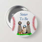 Badge Rond 7,6 Cm Soeur à être | Baby shower de baseball à thème (Devant & derrière)