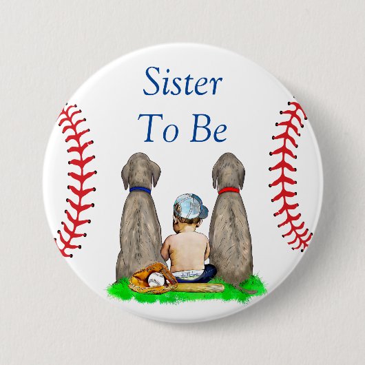 Badge Rond 7,6 Cm Soeur à être | Baby shower de baseball à thème (Devant)