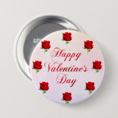 Badge Rond 7,6 Cm Soft Pastel Heureuse Sainte-Valentin Red Roses Par (Devant & derrière)