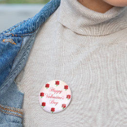 Badge Rond 7,6 Cm Soft Pastel Heureuse Sainte-Valentin Red Roses Par