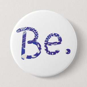 Badge Rond 7,6 Cm Sois. Bleu blanc Abstrait Dessin Boutons de mots
