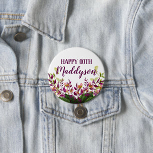 Badge Rond 7,6 Cm Soixante-dixième floral des femmes le 18ème 21è