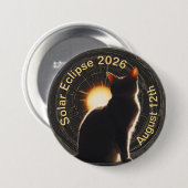 Badge Rond 7,6 Cm Solar Eclipse 2026 sun cat (Devant & derrière)