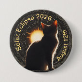 Badge Rond 7,6 Cm Solar Eclipse 2026 sun cat (Devant)