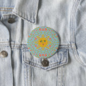 Badge Rond 7,6 Cm Soleil et fleurs (En situation)