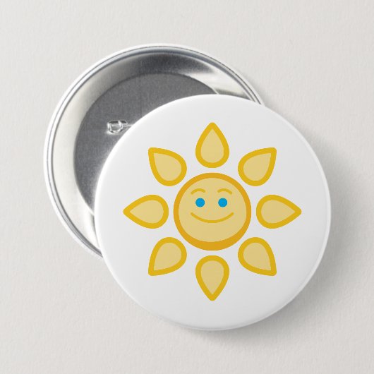 Badge Rond 7,6 Cm Soleil souriant Joyeux soleil (Devant & derrière)