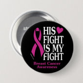 Badge Rond 7,6 Cm Son combat...Cancer du sein (Devant & derrière)