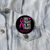 Badge Rond 7,6 Cm Son combat...Cancer du sein (En situation)