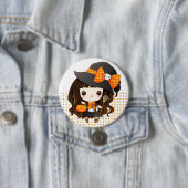 Badge Rond 7,6 Cm sorcière de Kawaiii Halloween (En situation)