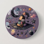 Badge Rond 7,6 Cm Sorcière lunaire Casquette et magie céleste (Devant)