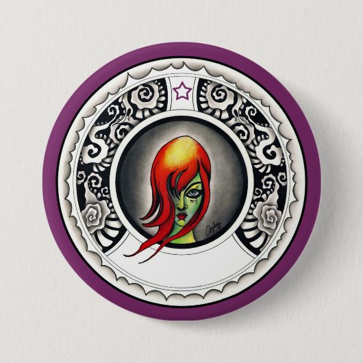 Badge Rond 7,6 Cm Sorcière verte (Devant)