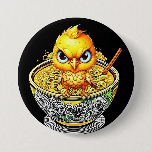 Badge Rond 7,6 Cm Soupe aux nouilles de poulet en colère (Devant)