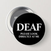 Badge Rond 7,6 Cm Sourd ou malentendant (Devant & derrière)