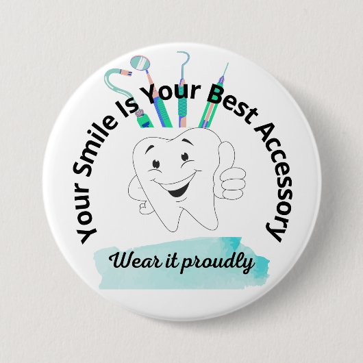 Badge Rond 7,6 Cm Sourire (Devant)