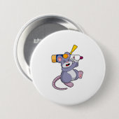 Badge Rond 7,6 Cm Souris au cricket avec chauve-souris de cricket (Devant & derrière)