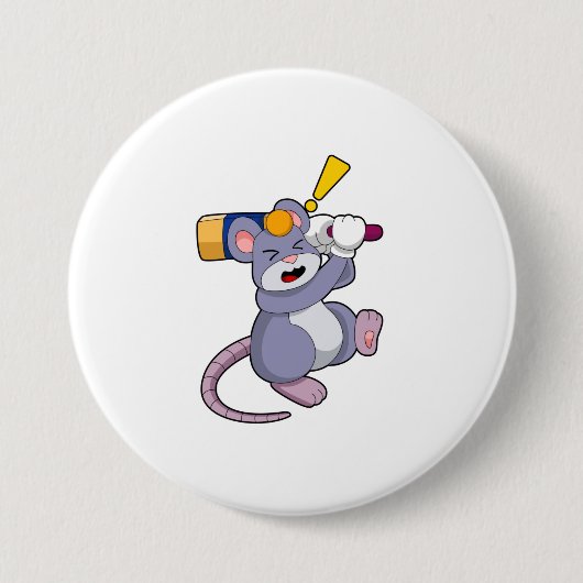 Badge Rond 7,6 Cm Souris au cricket avec chauve-souris de cricket (Devant)
