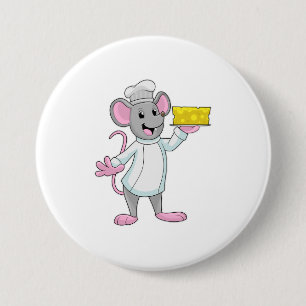 Badge Rond 7,6 Cm Souris comme cuire avec du fromage