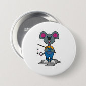Badge Rond 7,6 Cm Souris comme Fisher avec une baguette de pêche (Devant & derrière)