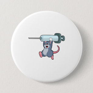Badge Rond 7,6 Cm Souris comme infirmière avec Syringe.PNG