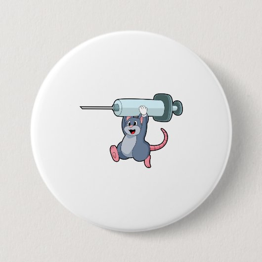 Badge Rond 7,6 Cm Souris comme infirmière avec Syringe.PNG (Devant)