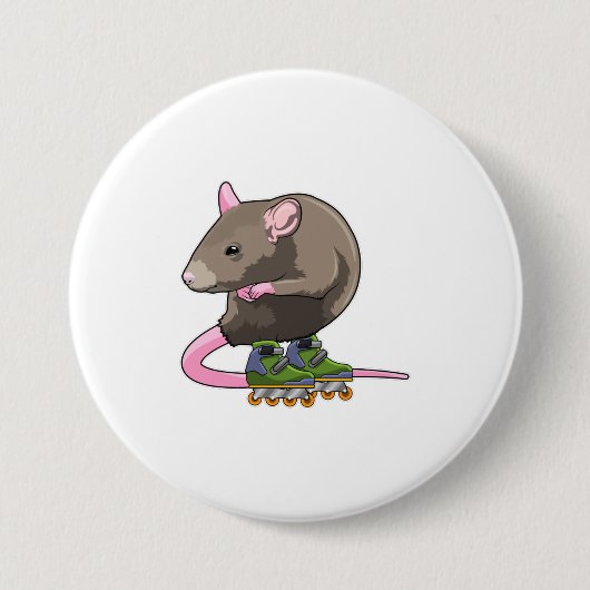 Badge Rond 7,6 Cm Souris comme Patinage en ligne avec Patins en lign (Devant)
