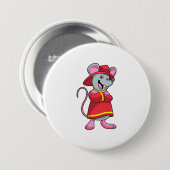 Badge Rond 7,6 Cm Souris comme pompier avec casque (Devant & derrière)